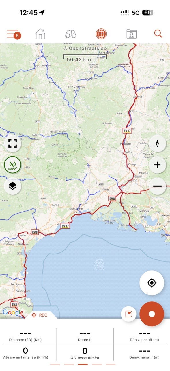EuroVelo and cycling routes in SityTrail