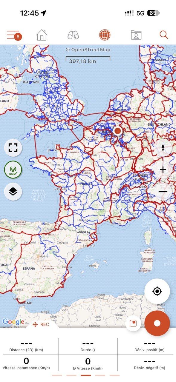 European cycling networks displayed in SityTrail