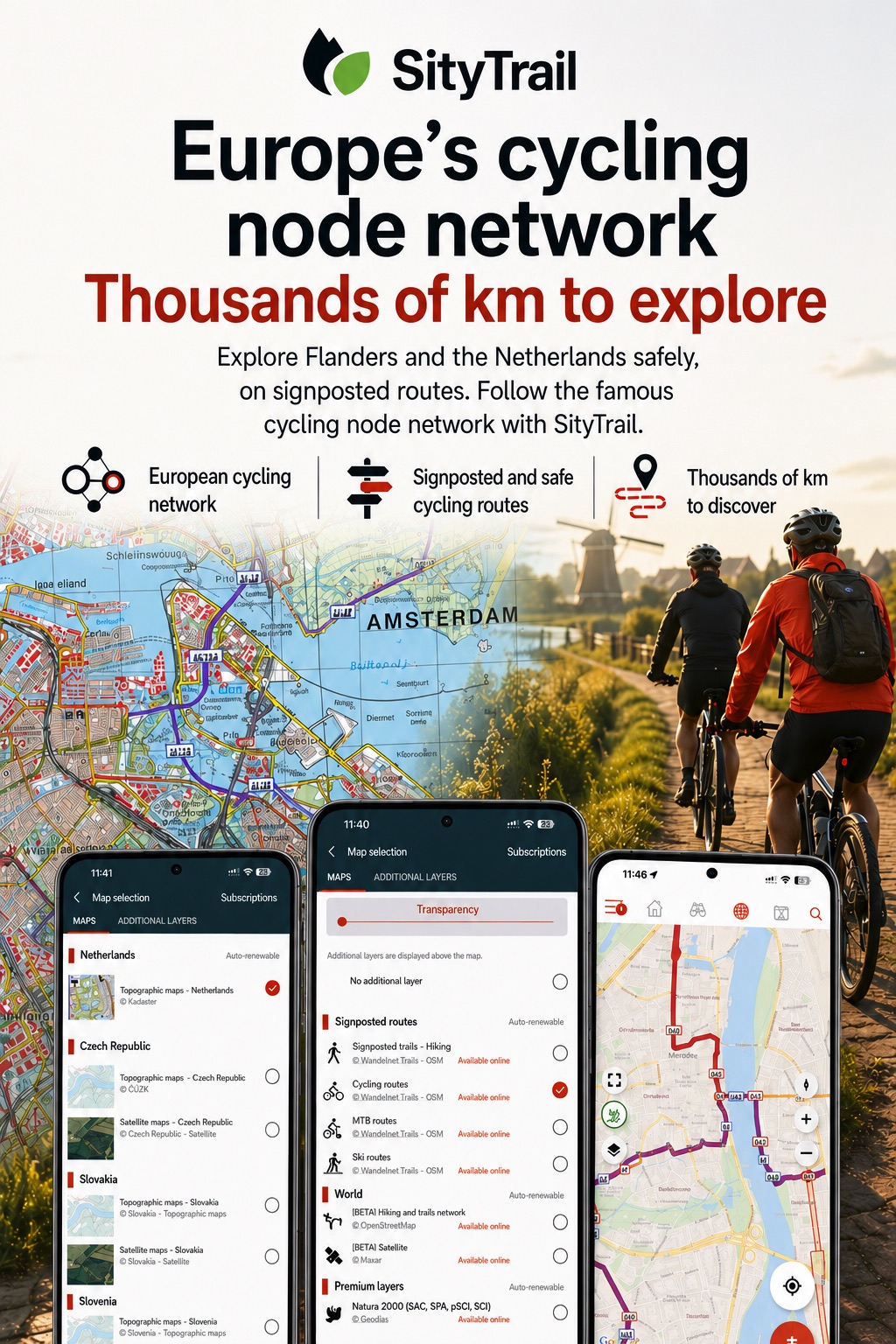 Europe’s cycling node network with SityTrail